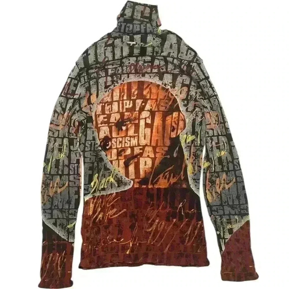 Jean Paul Gaultier 90's Fight Racism Mesh Turtleneck Top